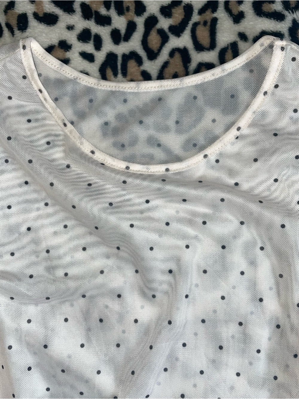 ♡ Sheer Polkadot Frilly Long Sleeve Tee - Picture 3 of 3
